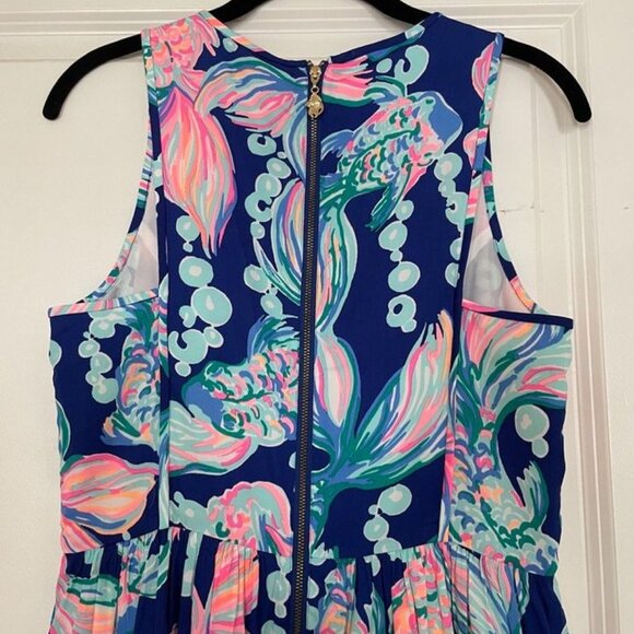 Lilly Pulitzer Going Coastal Kassia Blue Pink Fit & Flare Dress - Sz 4 - Picture 4 of 6